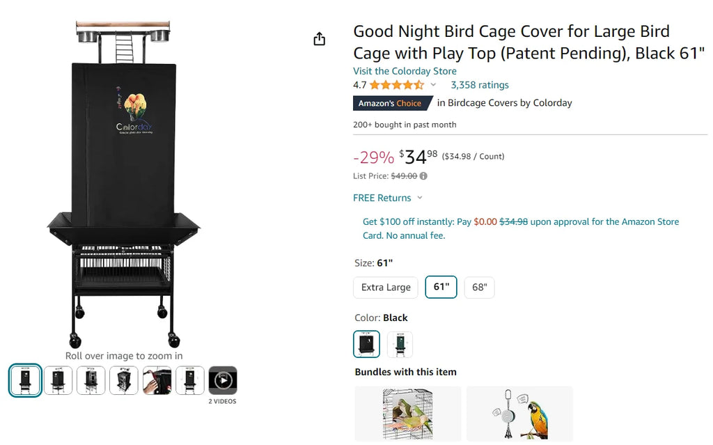 Black Bird Cage Shading Cover, Large Universal, Blackout, Breathable Parrot Cage, Good Night Covers