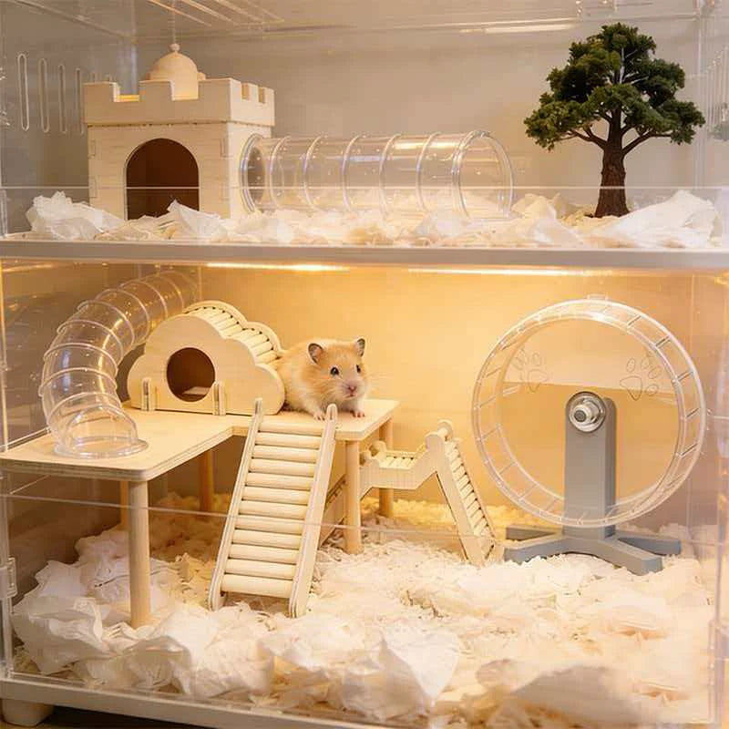 Unpainted Wooden Guinea Pig Hideout Climb House - Hamster Cage Decor Play Tunnel Small Animal Chew Toy Pet Habitat Accessories