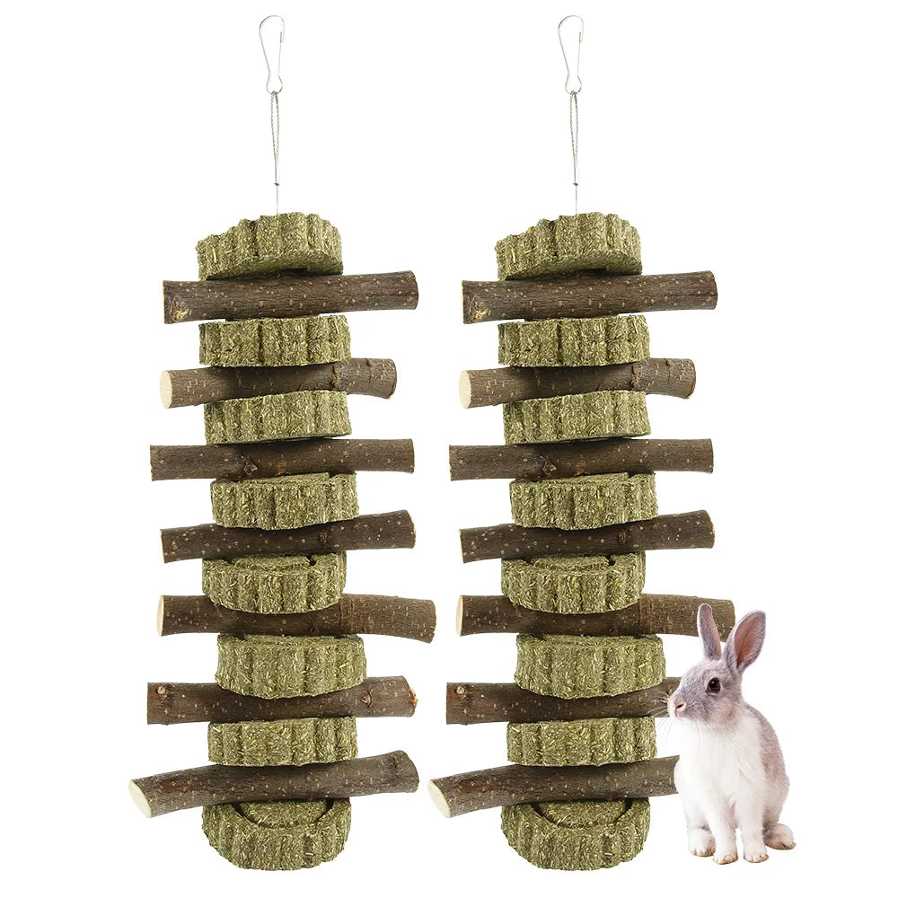 Hamster Toys Set Rabbit Mouse Natural Small Animal Wood Guinea Pig Toys Teeth Cleaning Molar Grinding Caring Chewing Toy