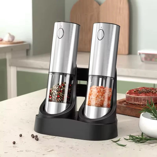 1/2Pcs Electric Salt and Pepper Grinders Set Capacity 190ML USB Rechargeable Base Adjustable Coarseness Spice Mill Kitchen Tools