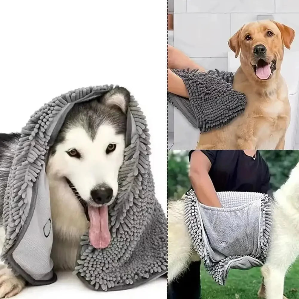 Quick Dry Pet Towel Soft Dog Bath Robe Towel Super Absorbent Cat Bath Towel Convenient Pet Cleaning Washcloth Dog Accessories