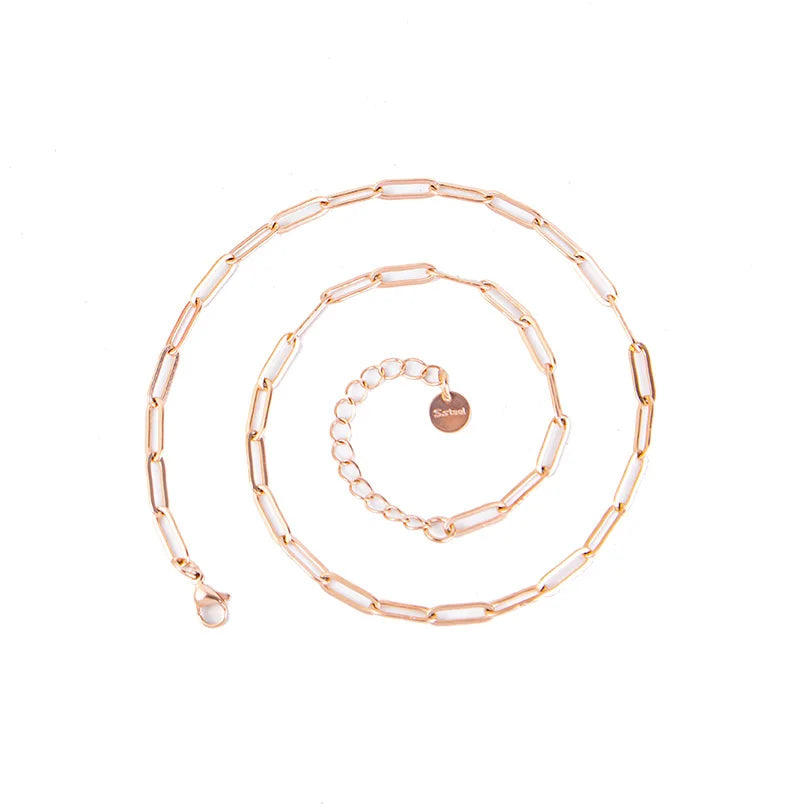 Length 40/45/50/60/70cm Geometric Hollow Stainless Steel Paperclip Chain Necklaces For Women Men Accessories Fashion DIY Jewelry