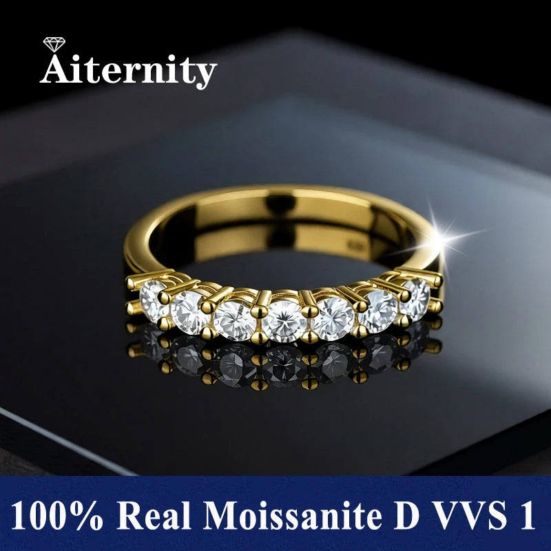 Fashion V Shape D VVS1 Moissanite Row Rings for Woman 925 Sterling Silver Jewelry Gift Woman's Moissanite Diamond Ring