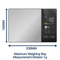 Smart Kitchen Scale Stainless Steel Food Calorie Protein Fat Carbs Nutritional Calculator 11LB/5kg Weight for Healthy Cooking