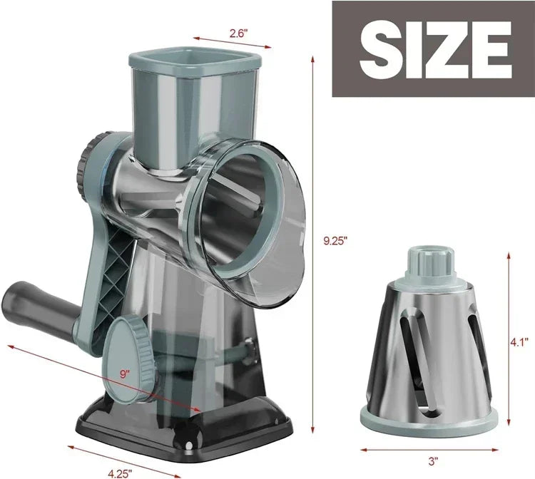 2026 New 3-in-1 Rotary Cheese Grater Multifunctional Manual Veg Slicer Nut Grinder Kitchen Essential Tool
