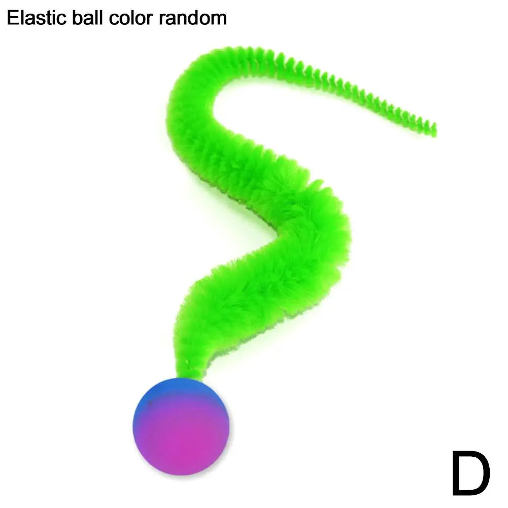 Cat Teaser Colorful Toy Bouncy Ball Fluffy Tail Simulation Kitten Bite Teaser Tool Interactive Cat Elastic Toy Supplies