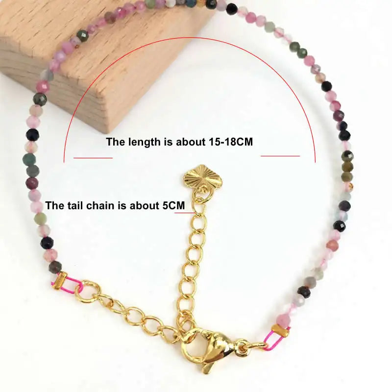 HOT Natural Stone 2mm Faceted Beads Necklace Crystal Quartz Garnet Agate Beaded Chains Fashion Simple Men Women Jewelry Gifts