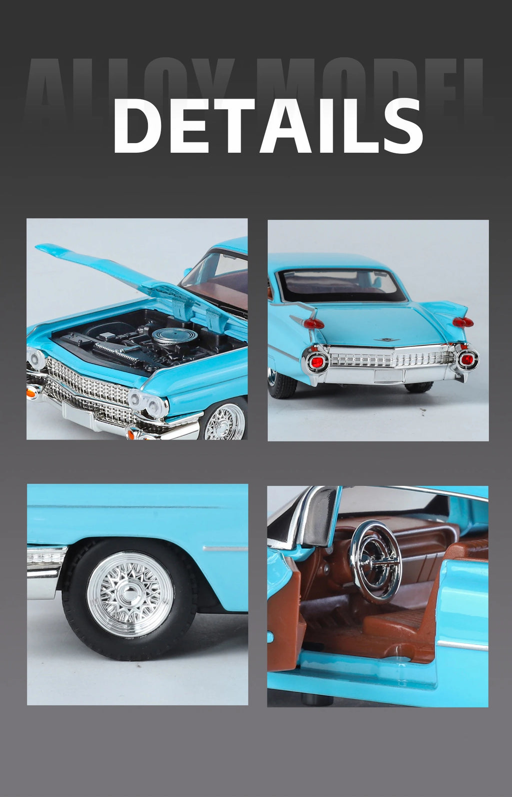1:32 Cadillac Eldorado Biarritz Classic Retro Car Alloy Metal Diecast Model Car With Sound And Light Pull Back Collection Hobby
