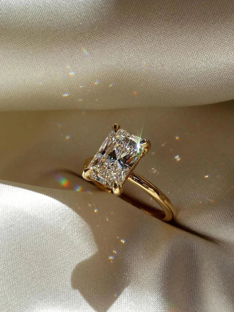 925 Sterling Silve Gorgeous Shiny 1-5CT Zircon Rectangle Ring For Women Engagement Wedding Luxury High Quality Fine Jewelry