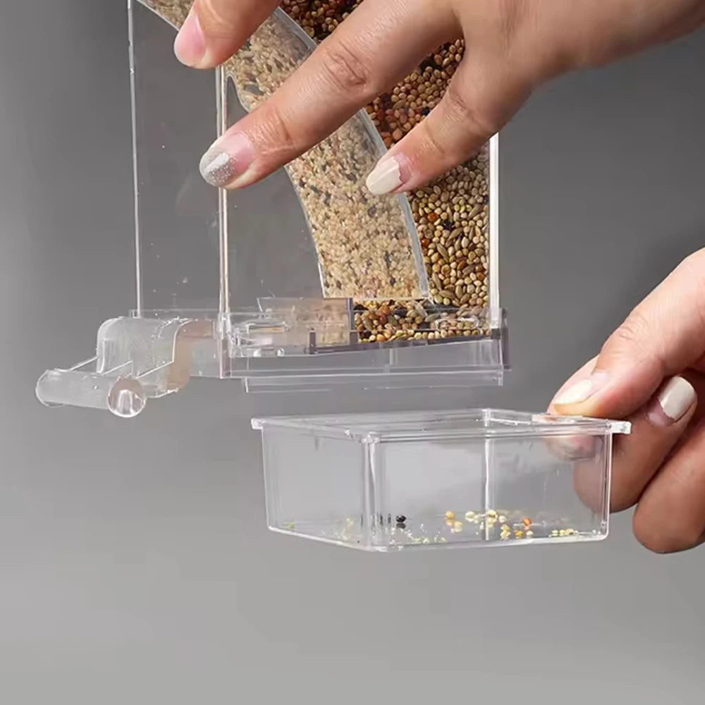1PC Parrot Feeder Anti-Spill Transparent Bird Food Box Clear Feeding Device for Parrots Durable Bird Feeding Box