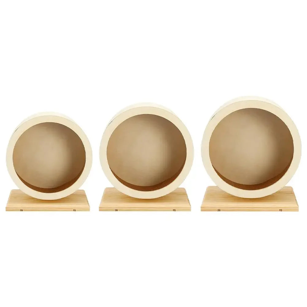 Mute Wooden Hamster Silent Running Wheel With Cork Pad Bracket
