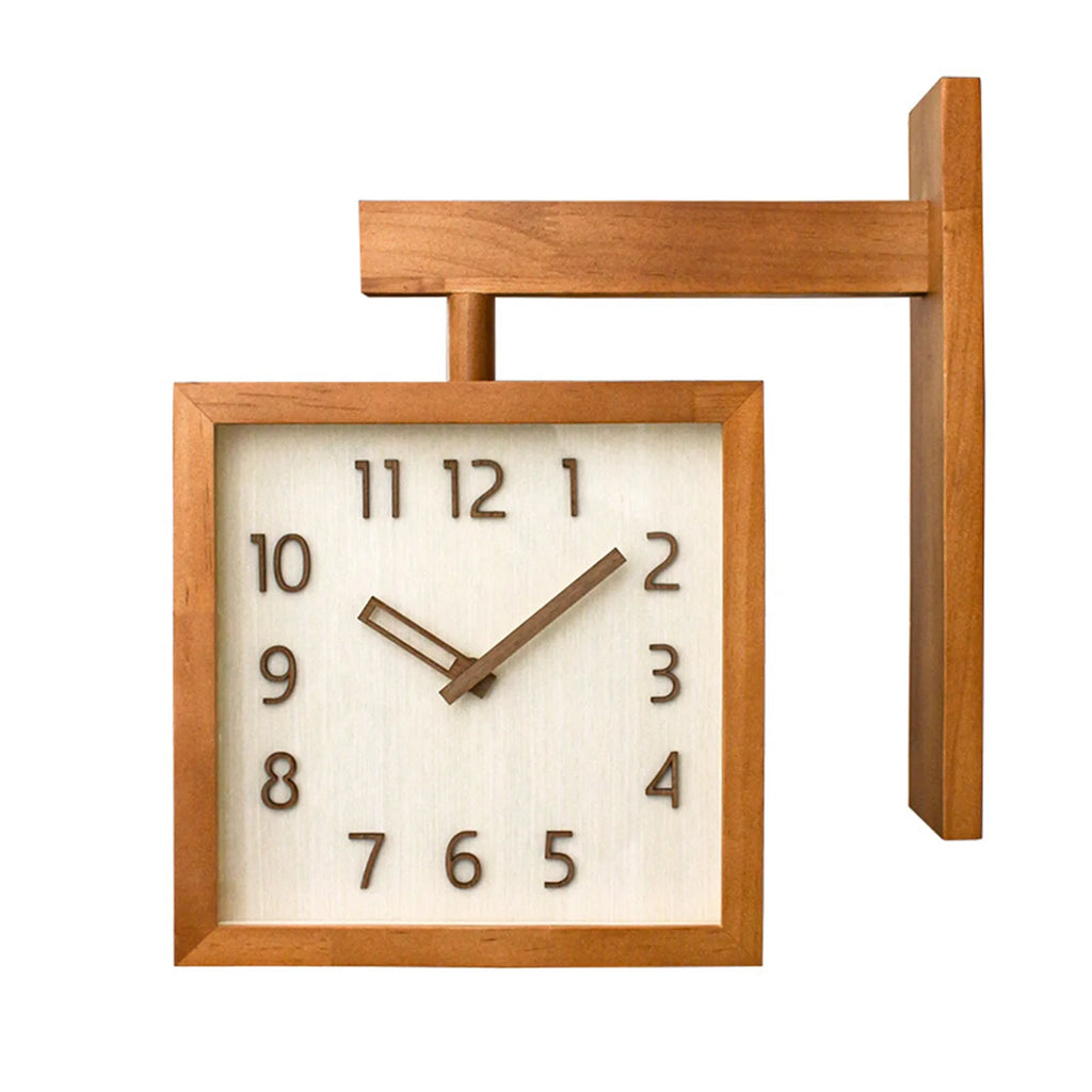 Corner Clock Double Sided Corner Clock  Decorative Silent Wooden Simple Battery Powered for Home  for Living Room