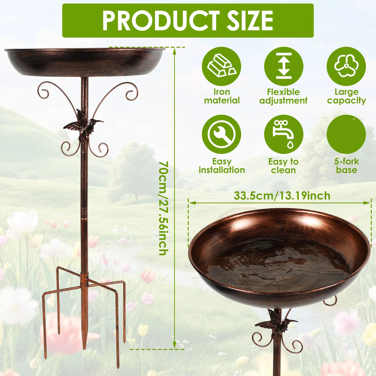 Bird feeder Parrot bird birdtub Iron Standing Bowl feeding watering supplies Outdoor Garden Patio Lawn decor bird accessories