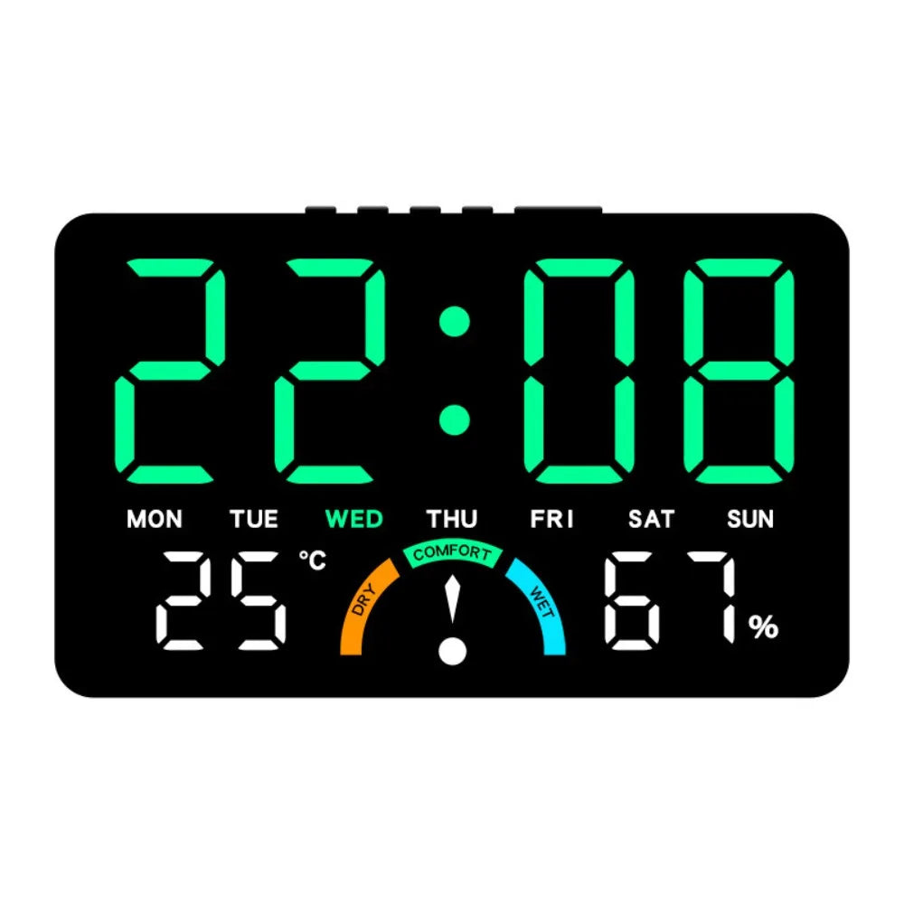 Wall-mounted Electronic Wall Clock Multi-functional Temperature Digital LED Clocks 12/24H Voice Control Display Table Clock