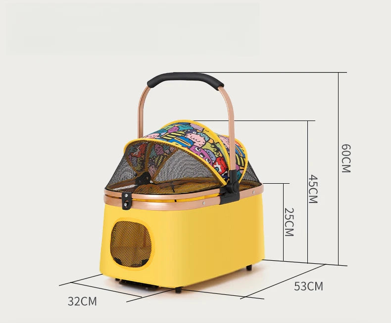3 in 1 Pet Stroller 4 Wheel Small Medium Portable Foldable Carrier Dog Strolling Storage Basket 36lb max  dog car seat