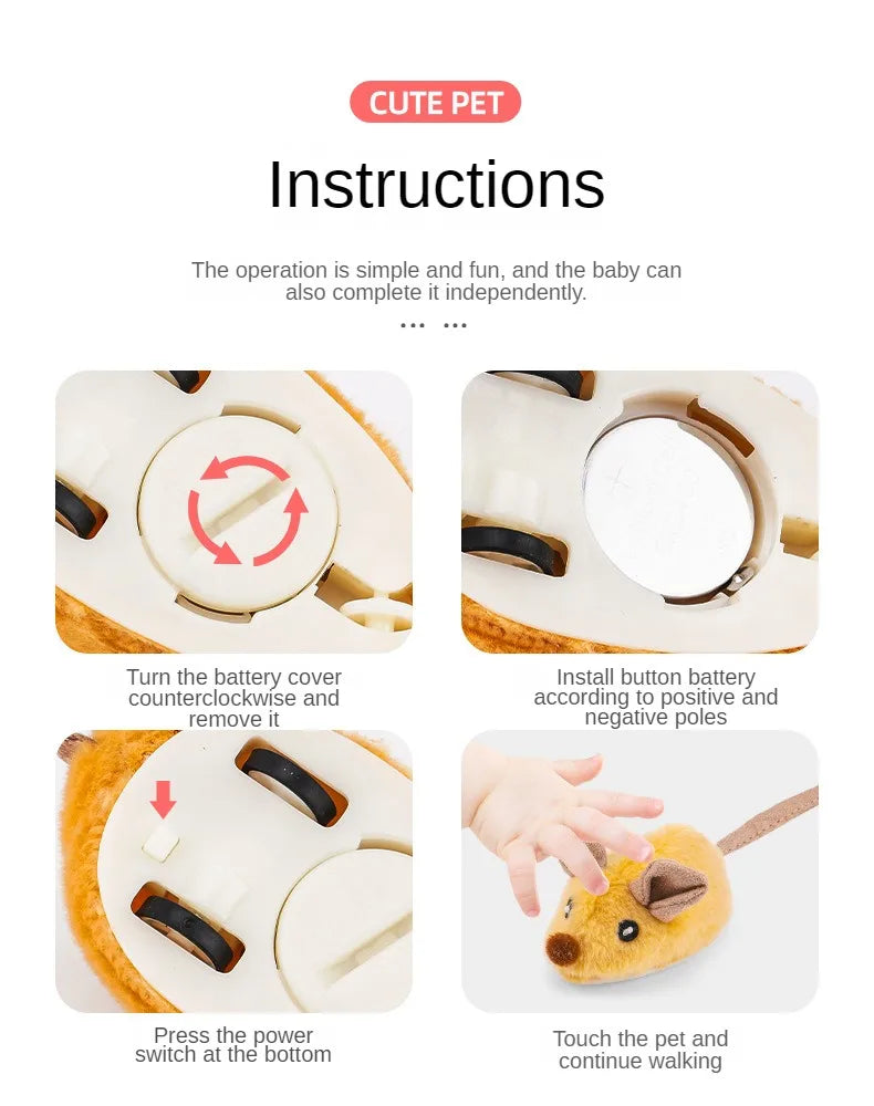 Simulated Little Mouse and Cat Self Entertainment Cat Teasing Tool and Dog Home Sports Toy Touch Sensing Intelligent Electric