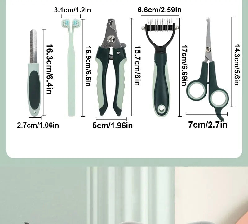 8 in 1 Dog Cat Grooming Comb Set Pet Cleaning Brush Tool Set Pet Multi-Functional Cleaning Set Cat Hair Removal Brush Kit