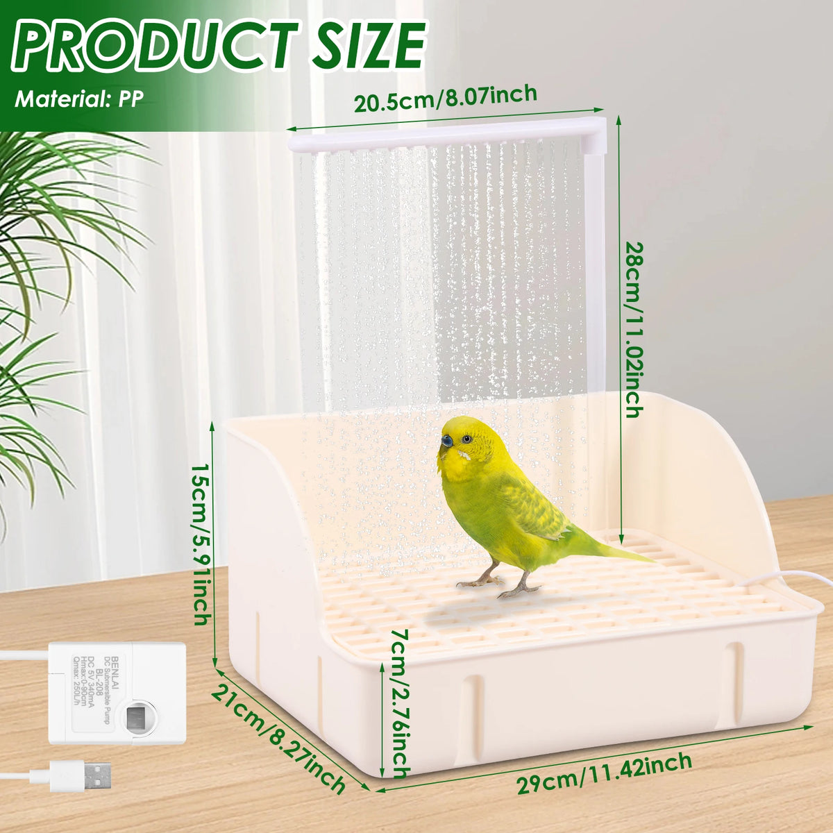 Automatic Pet Birds Parrots Bath Circulating Water Bathtub USB Electric Parakeet Bathtub Shower Fountain birds supplies