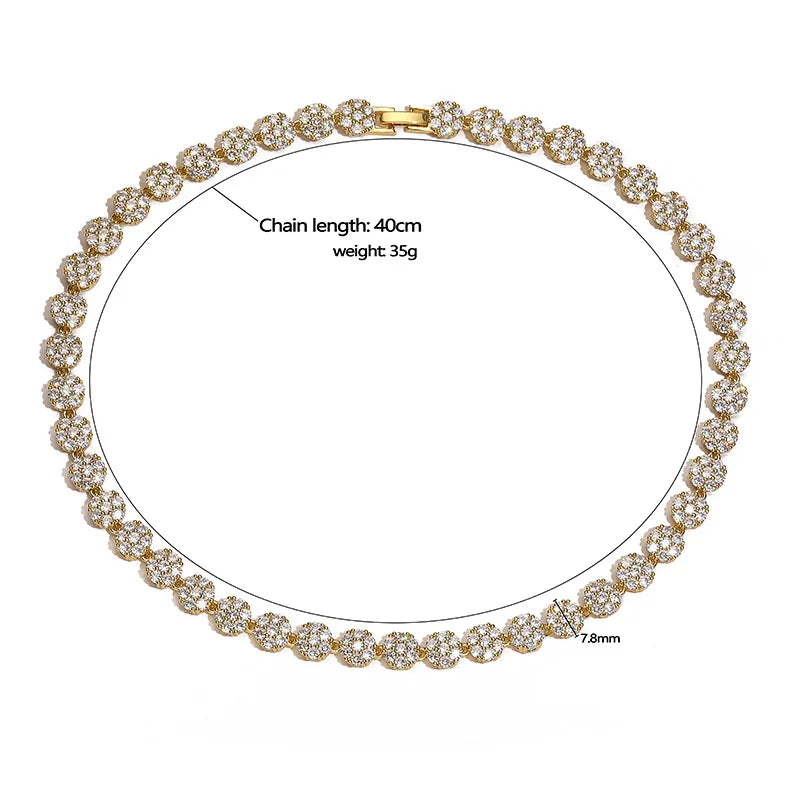 HECHENG, Flowers Colourful Zircon Necklace Bracelet ,Fine Jewelry Brass 18K Real Gold Plated Romantic Gift For Women