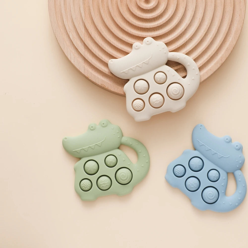 1pc Silicone Baby Toys 0-12 Baby Teether Toys Baby Fidget Toys Teething Sensory Toys Silicone Hand Bell Silicone Soothing Toys