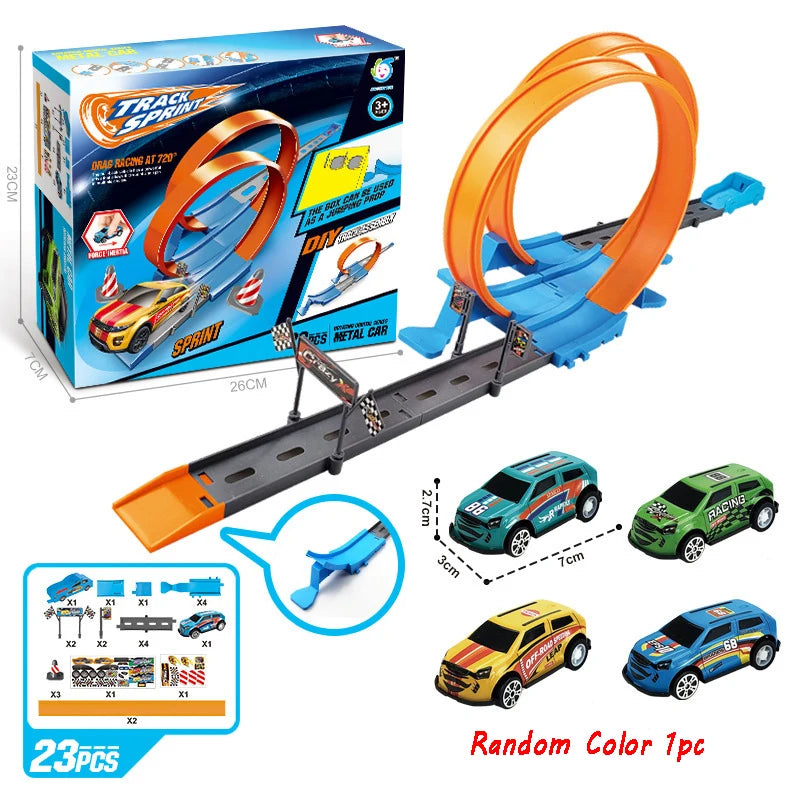 Flexible Race Car Ramp Track Kid Toy Set DIY  Assembled Turborace Track Portable Travel Toy Catapult Rail Racing Roll Race Track