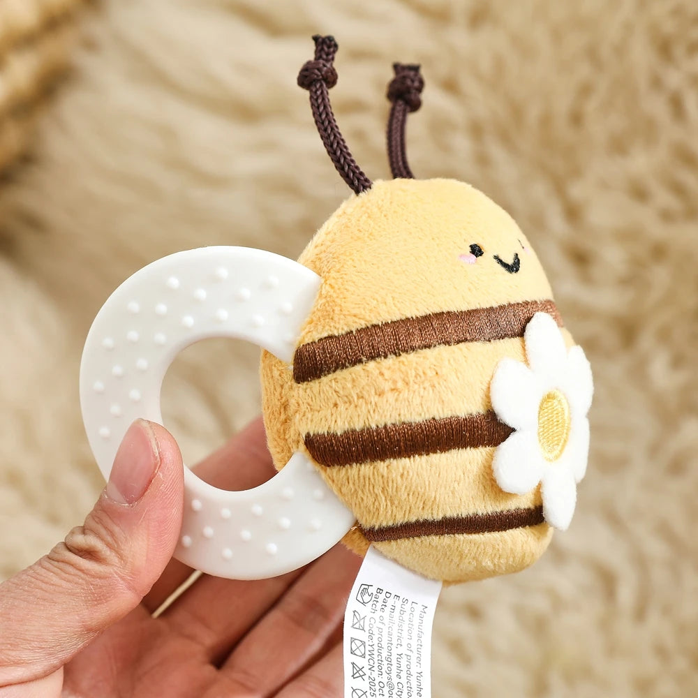 Baby Rattle Toy Baby Crib Moving Bell Felt Plush Bee Soothing Doll 0-12 Months Baby Montessori Sensory Touch Toy Newborn Gift