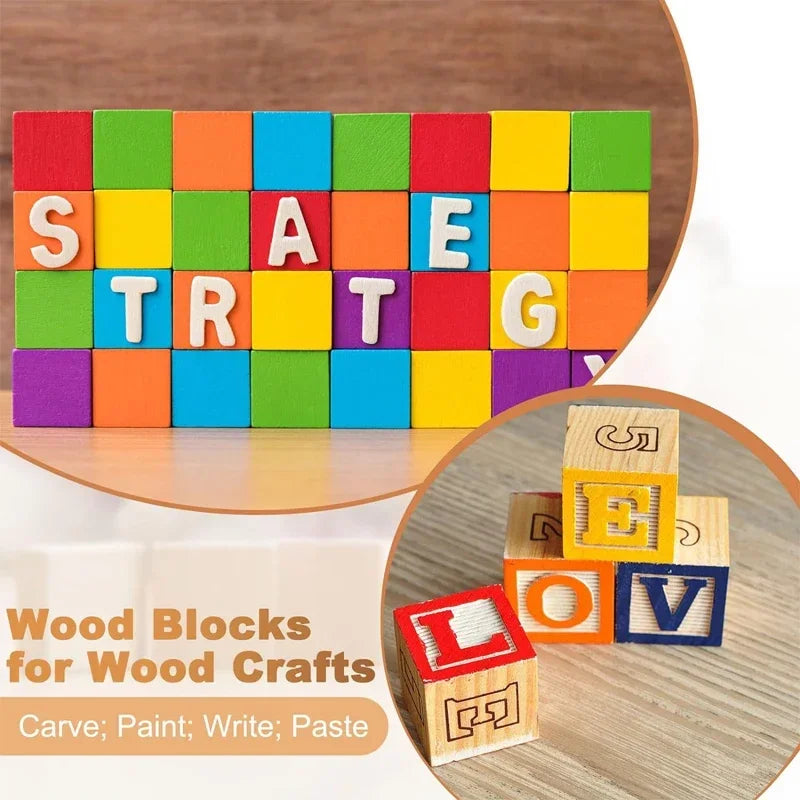 Square Small Wooden Block Model, Solid Wood DIY Handmade Wooden Block Assembly, Children's Baby Puzzle Toy Decor Handcraft Arts