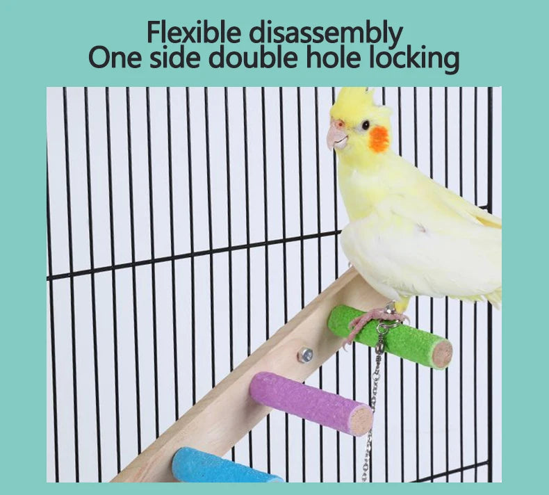 4/6/8 Step Bird Climbing Ladder Parrot Toy Ladder Bird Interaction Fun Climbing Toys Wooden Exercise Rack
