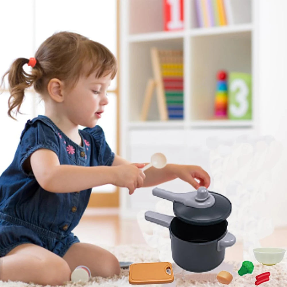 Kids Play Kitchen Toys Set Mini 92/69/59 PCS Pretend Cooking Food with Pots Pans Utensils for Toddlers Girls Boys Children Gift