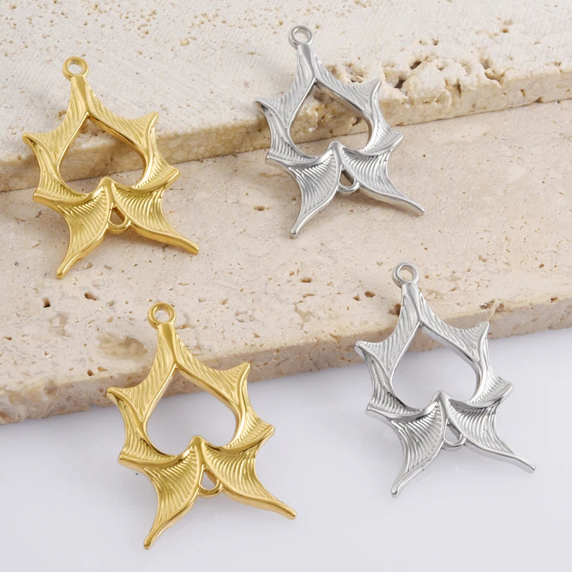 5pcs Stainless Steel Bee Spider Cicada Butterfly Dragonfly Flower Tree Grass Pendants Insects Charms Jewelry Making Accessories