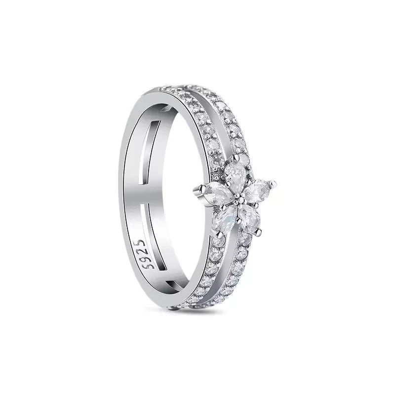 Christmas 925 Sterling Silver Crown Heart Flower Wing Zircon Sparkling Rings For Women Fine Jewelry wedding Anniversary Gifts