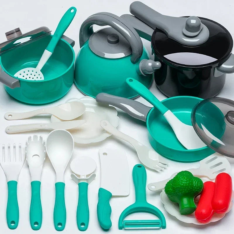 28pcs Mini Kitchen Accessories Kids Kitchen Toys Set Pretend Play Cooking Food Cookware Simulation Cooking Toys