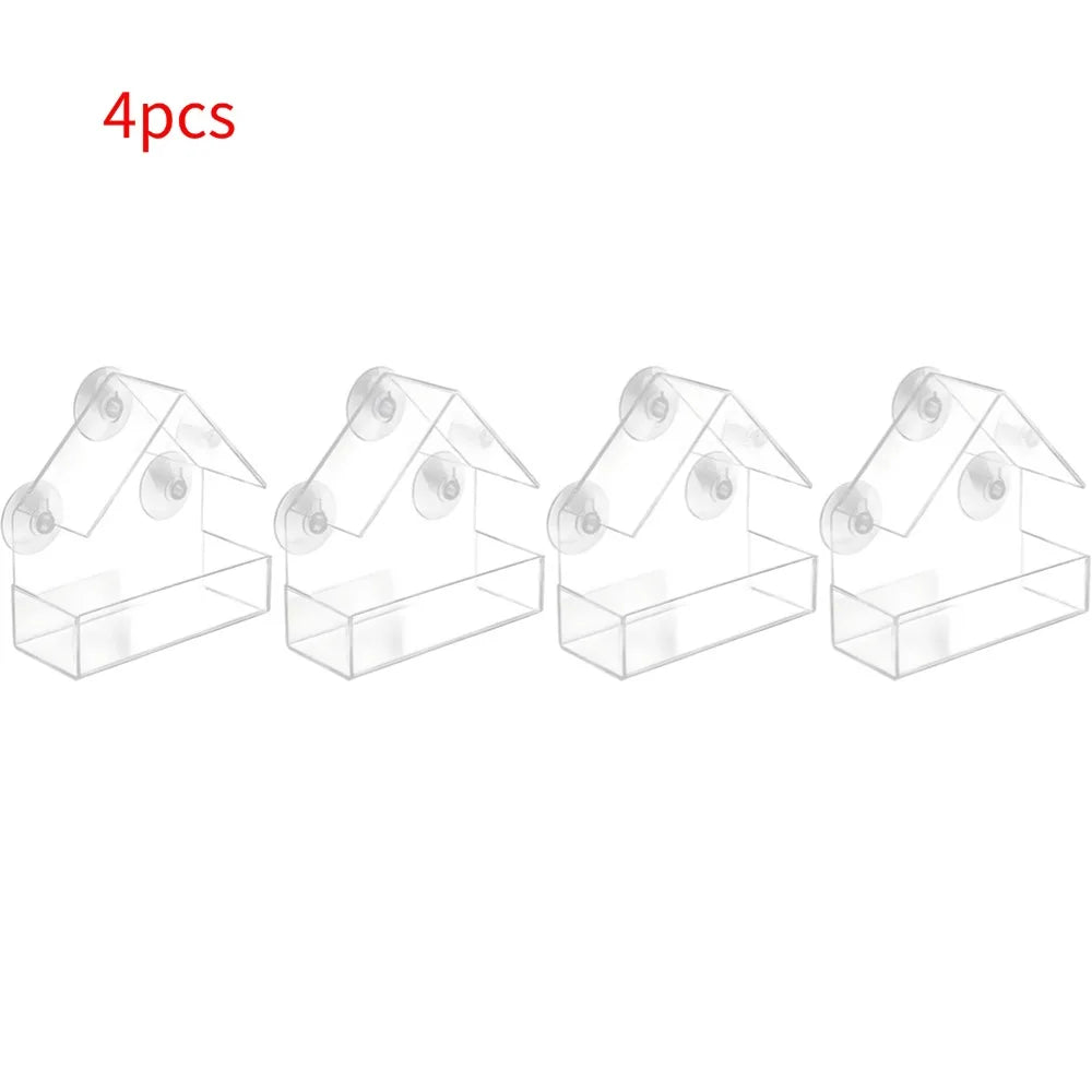 Acrylic Bird Feeder Clear Window Outside Hanging Bird Feeder House With Suction Cup For Garden Outdoor Backyard Patio Yard 1-5PC