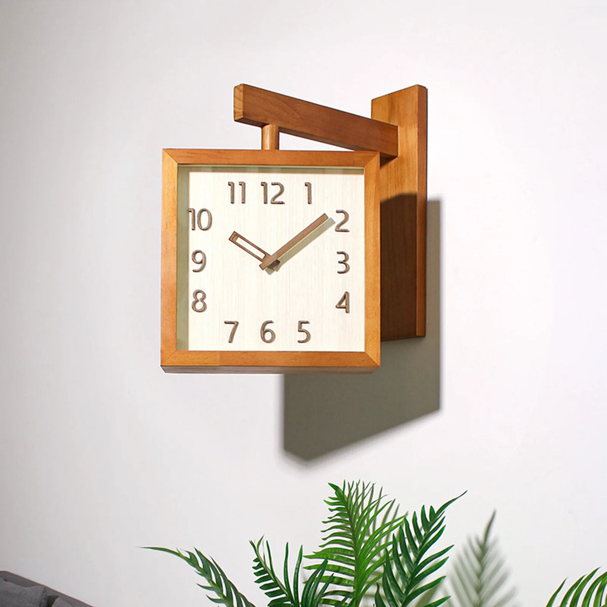 Corner Clock Double Sided Corner Clock  Decorative Silent Wooden Simple Battery Powered for Home  for Living Room
