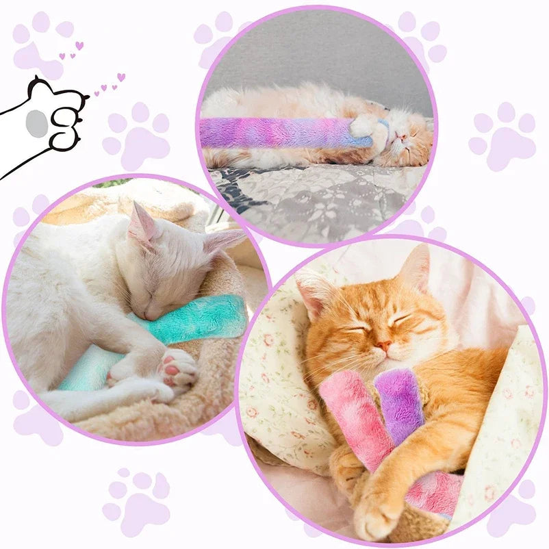 Cat plush gradient pillow toy chewing and teasing sticks, teething sticks, self-entertainment cat toy pillow