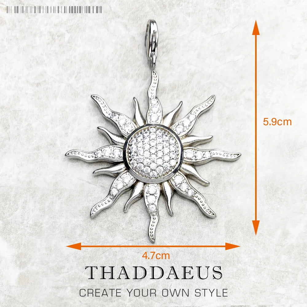 Pendant Sun Star CZ Pave Summer Winter New 925 Sterling Silver Fine Jewelry Europe Style Accessories Gift For Men Woman