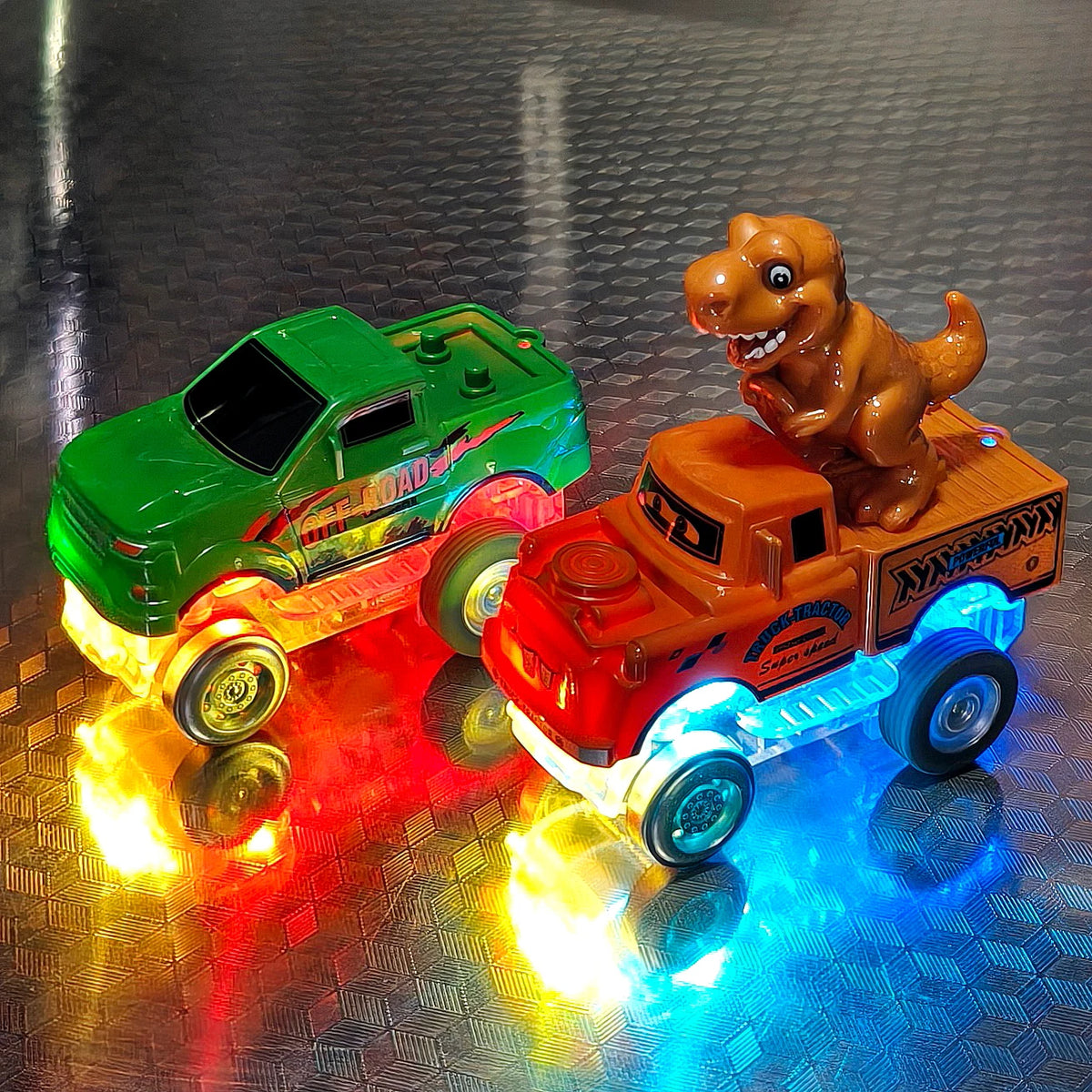 Tracks Cars Compatible Glow in the Dark LED Flashing Light Toy Cars Set for Most Race Tracks - Light up Cars for Kids