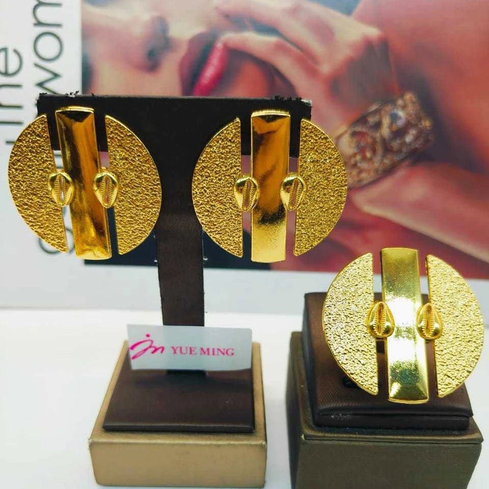 2pcs Jewelry Sets For Women Hollow Geometry Earrings Temperament Adjustable Ring Holiday Party Gifts Fashion Jewelry Accessories