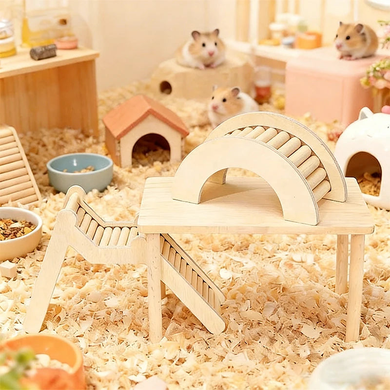 Unpainted Wooden Guinea Pig Hideout Climb House - Hamster Cage Decor Play Tunnel Small Animal Chew Toy Pet Habitat Accessories