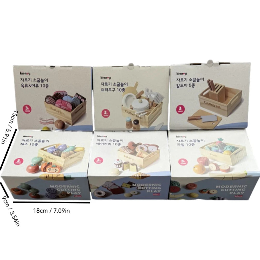 Children's Wooden Fruits and Vegetables, Joyful Play at Home Toys, Wooden Simulation Kitchen Toys, Girls Cooking Food