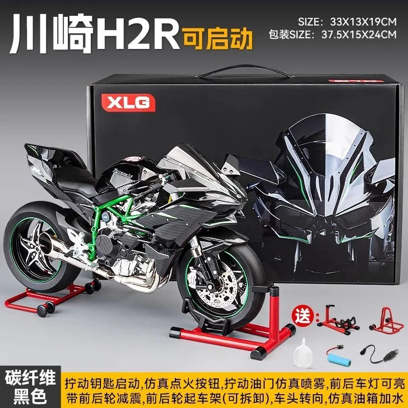 Spray 1:6 Kavvasaki Racing Ninja 500 H2R Motorcycle Simulation Sound Light Fast And Furious Kid Gift Collection Value Display