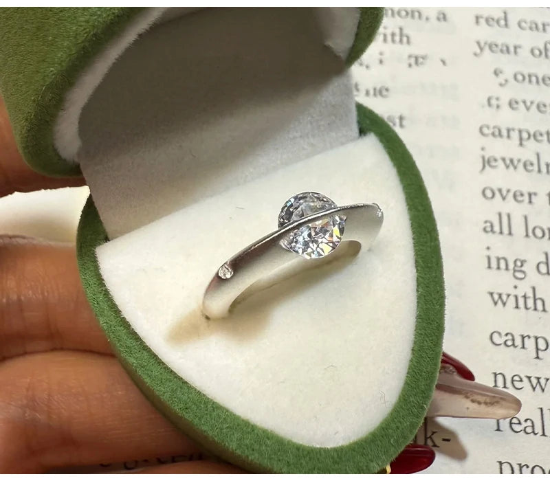 So-Bling 925 Sterling Silver Moissanite Rings Rotating Universe Star Ring with White Gold Plated Lab Diamond Eternity Band Rings