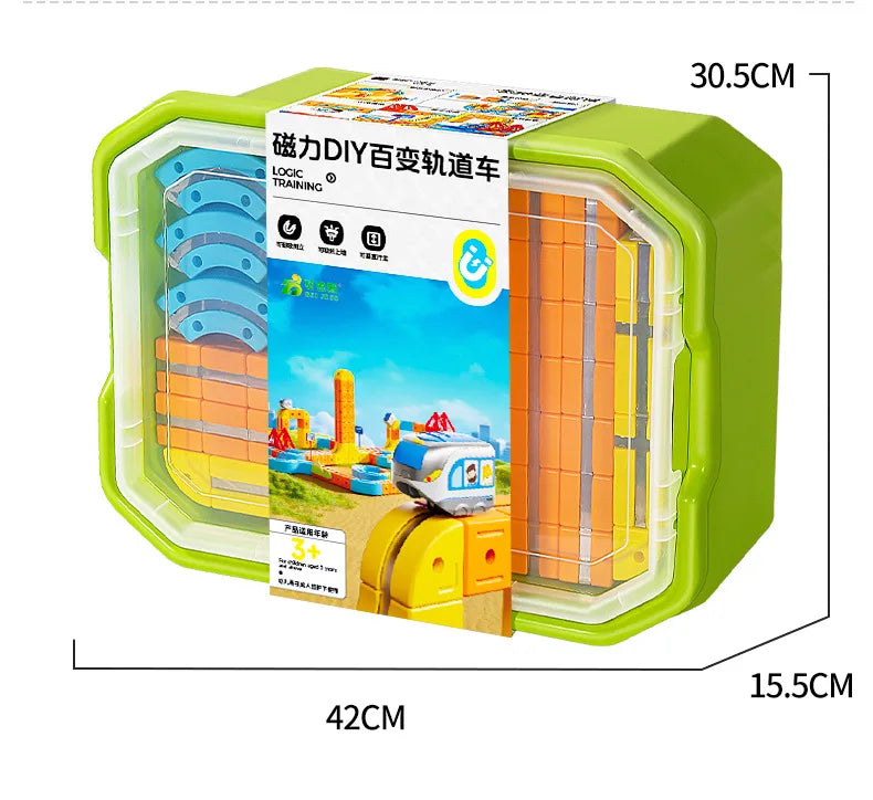Hot Selling Magnetic Car Stem Racing Car Railtrack Set Montessori Motorized Train & Gravity Maze Toy Educational Gift