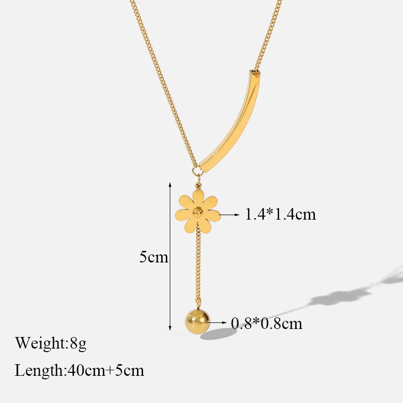 EILIECK 316L Stainless Steel Gold Color Hollow Ball Beads Pendant Necklace For Women Non-fading Choker Jewelry Girls Gifts Party