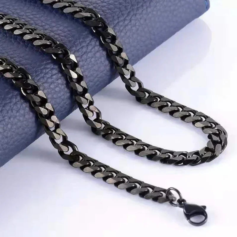 3/5/7/9/11mm Width Stainless Steel Men Women Six-side Chain Necklace Gold Silver Plated Unisex  Jewelry Wholesale Drop Shipping