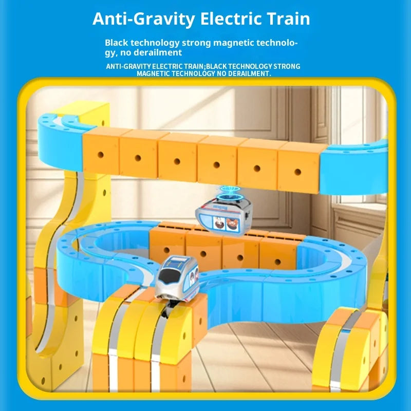 Huagen Magnetic High Speed Train Diy Transformable Suspension Track Car Anti Gravity Electric Vehicle Model Educational Toy Set