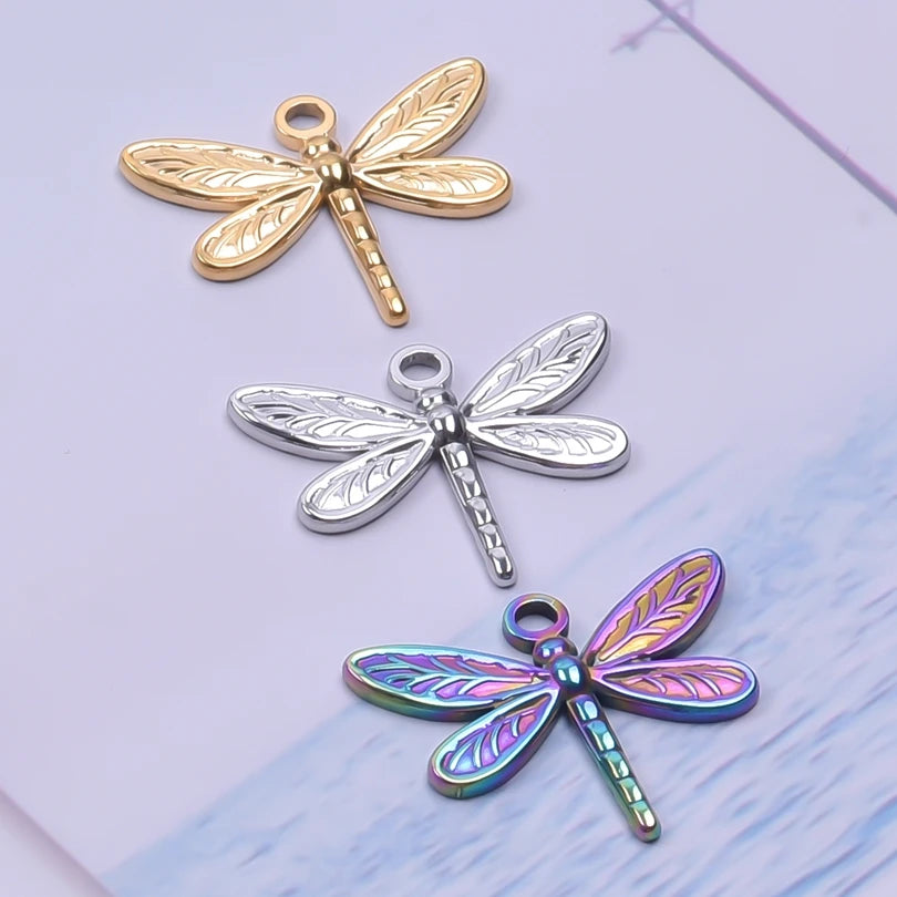 10PCS Ancient Egyptian Scarab Beetle Pendants Charms Stainless Steel Dragonfly Butterfly Pendant for Jewelry Making DIY Necklace