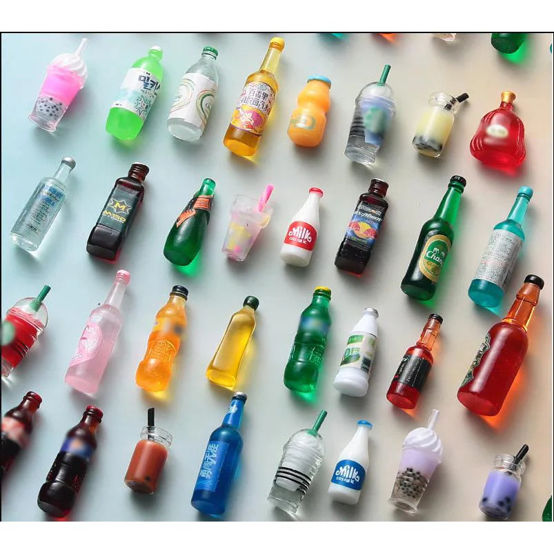 Miniature Food Drink Bottles Pretend Play Kitchen Game Party Toys