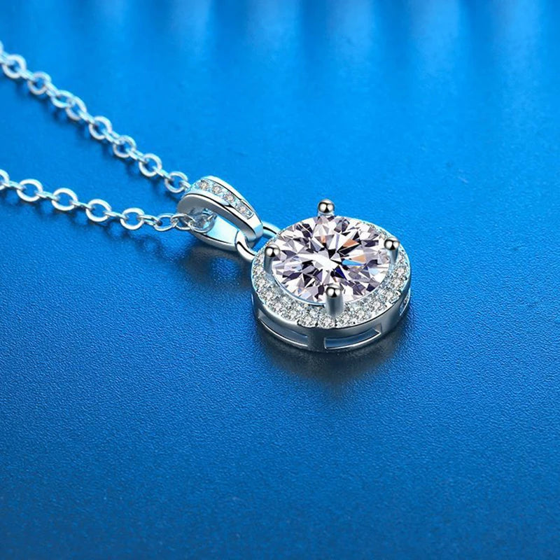 Fashion Luxury Trendy Classic 1ct GRA Moissanite Irregular Sqaure Necklace For Charm Women 925 Silver Party Jewelry Gift