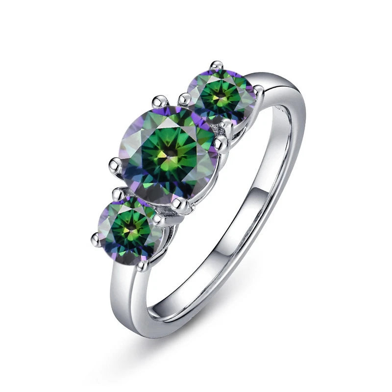 JoyceJelly S925 Sterling Silver Colors Moissanite Ring 2CT 4CT Total Full Moissanite Diamond Jewelry For Wedding Engagement Gift